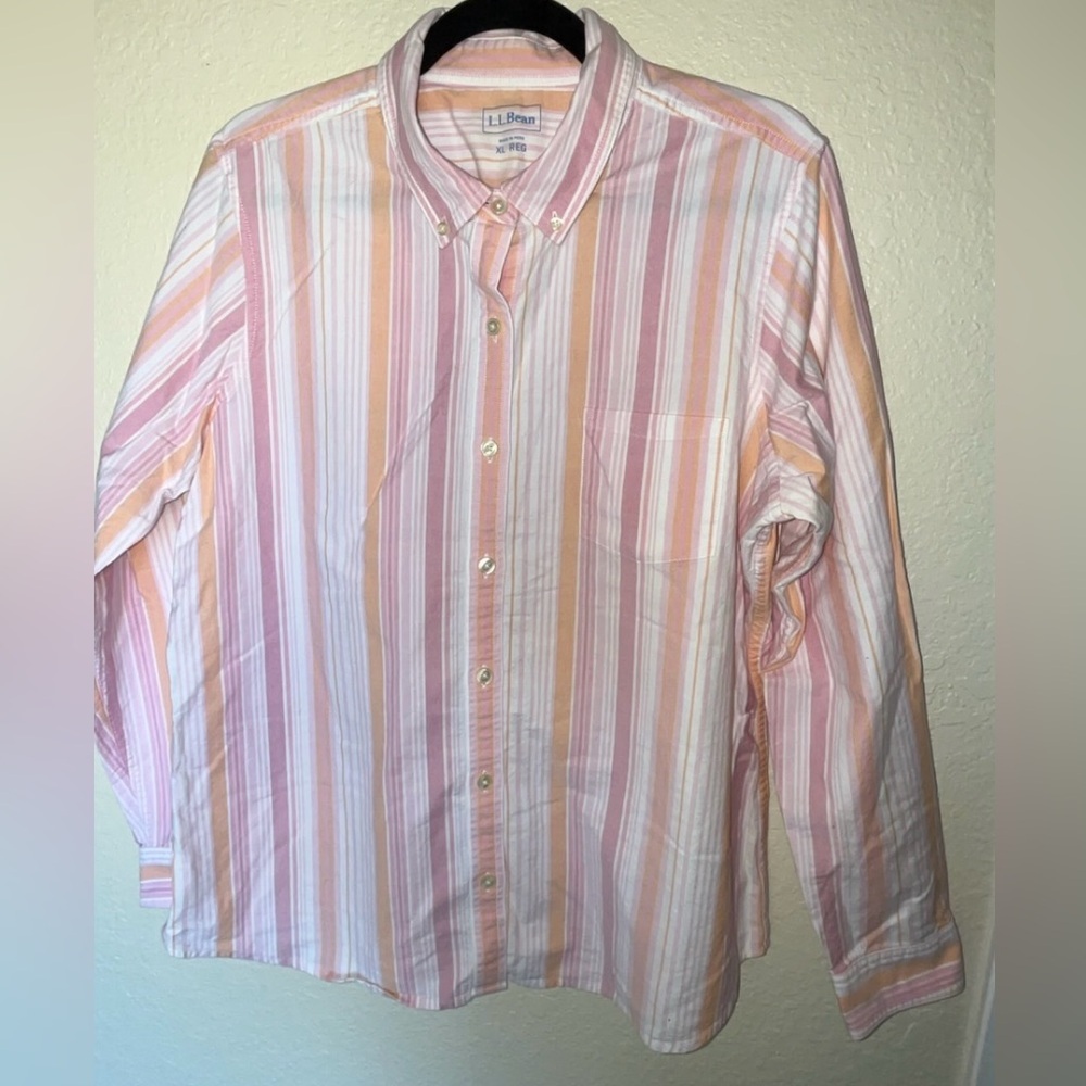 NWOT L.L. Bean Women’s Pastel Long Sleeve Button Down Top. SIZE XL REGULAR - Picture 2 of 7